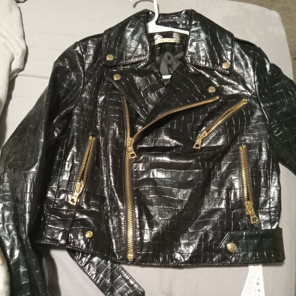 Black leather jacket Alice + Olivia